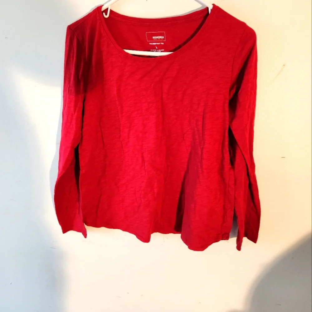 Sonoma The Everyday red womens long sleeve tee size Large - Picture 1 of 3